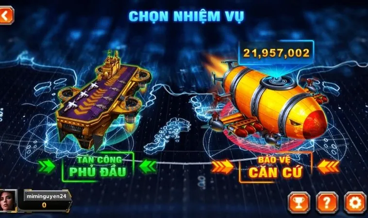 Bí Quyết Thắng Lớn Bắn Cá Đại Chiến B52 U888 Trong 4 Bước Đơn Giản 2 Chọn nhiệm vụ trong game Bắn Cá Đại Chiến B52 U888