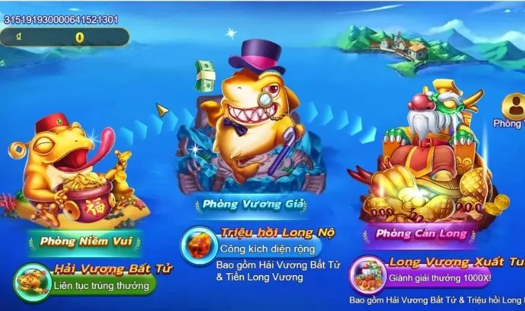 Hướng Dẫn Chơi Bắn Cá Royal Fishing Tại U888 Để Thắng Lớn Nhanh Chóng 2 Các phòng chơi trong game Bắn Cá Royal Fishing tại U888
