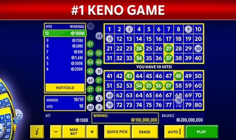 Giao diện chơi Keno U888