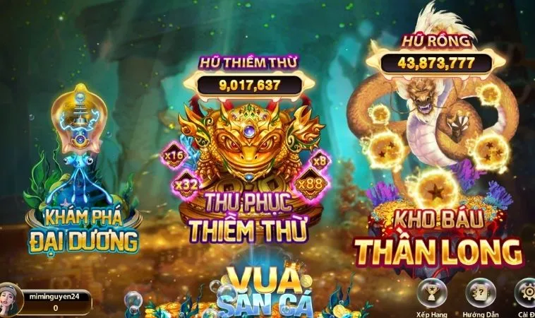 Các phòng chơi trong game Vua Bắn Cá U888